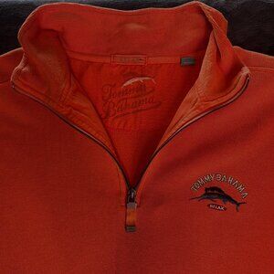 Tommy Bahama Relax Quarter Zip Sweatshirt XL Cotton Blend Orange